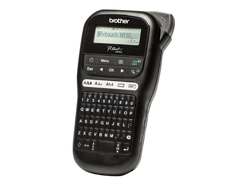 P-Touch PT-H110 | Rezolutie 180 DPI | Direct termica  | Viteza de printare 20 mm/sec | Manual  | 110 x 204 x 58 mm | 400 g | Baterie | Adaptor (optional)  | PTH110YJ1  | Brother  | QWERTY_3