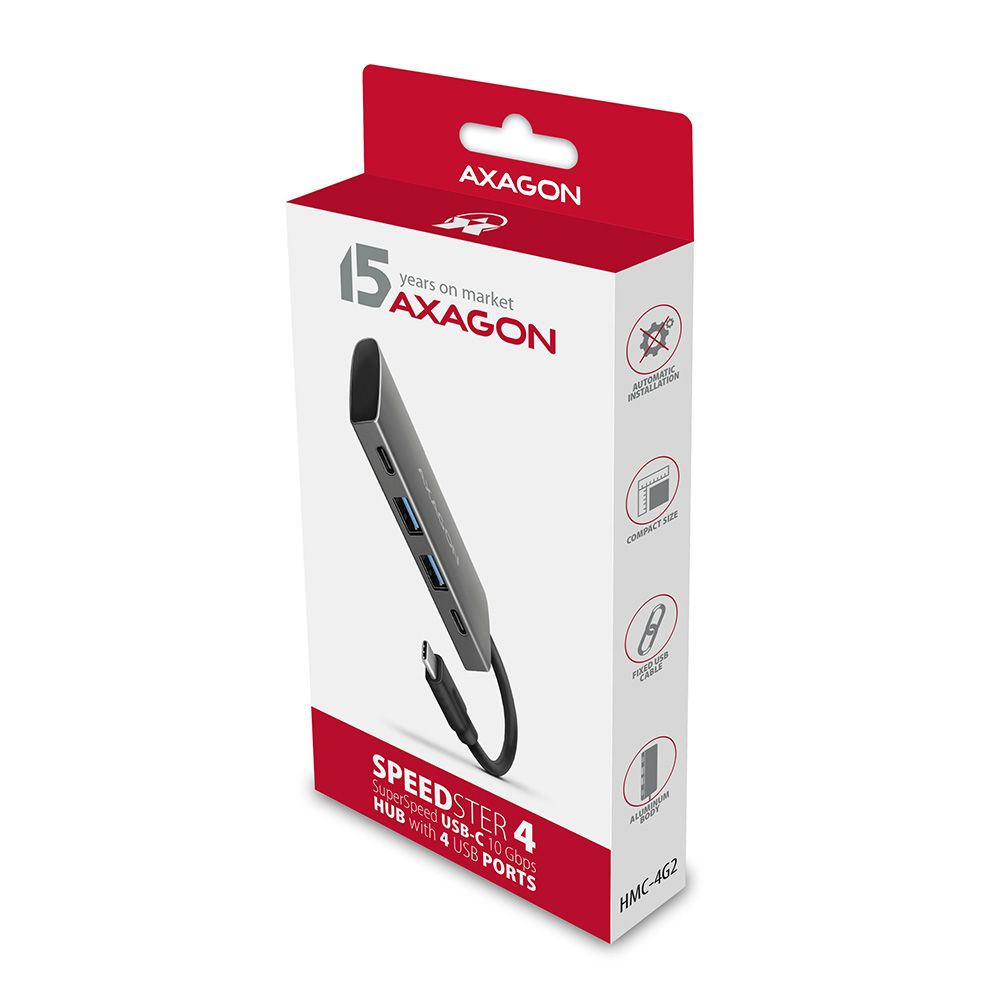 HMC-4G2, 2x USB-A + 2x USB-C, USB-C 3.2 Gen 2 10Gbps hub, Cablu USB-C 13 cm_4