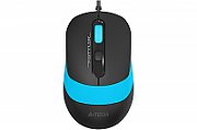MOUSE A4tech, PC sau NB, cu fir, USB, optic, 1600 dpi, butoane/scroll 4/1, buton selectare viteza, negru / albastru, 