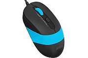 MOUSE A4tech, PC sau NB, cu fir, USB, optic, 1600 dpi, butoane/scroll 4/1, buton selectare viteza, negru / albastru, 