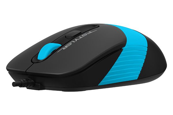 MOUSE A4tech, PC sau NB, cu fir, USB, optic, 1600 dpi, butoane/scroll 4/1, buton selectare viteza, negru / albastru, 