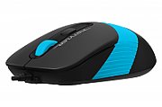 MOUSE A4tech, PC sau NB, cu fir, USB, optic, 1600 dpi, butoane/scroll 4/1, buton selectare viteza, negru / albastru, 