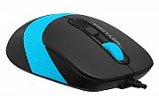 MOUSE A4tech, PC sau NB, cu fir, USB, optic, 1600 dpi, butoane/scroll 4/1, buton selectare viteza, negru / albastru, 