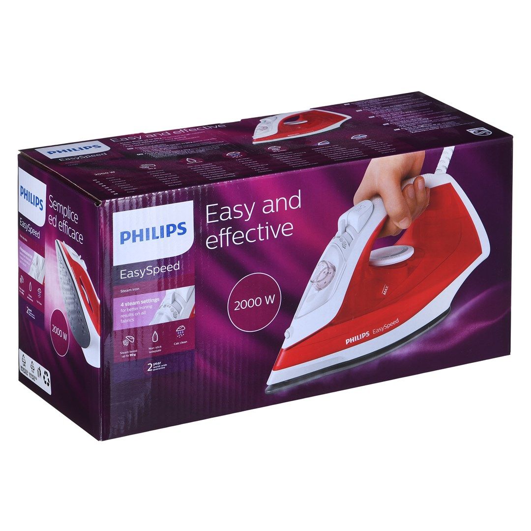 Philips EasySpeed GC1742/40 iron Dry & Steam iron Non-stick soleplate 2000 W Red, White_9