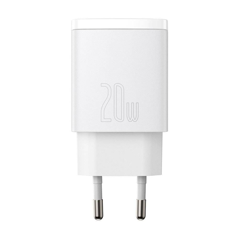 INCARCATOR retea Baseus Compact, Quick Charge 20W, 1 x USB Type-C 5V/3A si 1 x USB 5V/3A, alb 