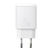 INCARCATOR retea Baseus Compact, Quick Charge 20W, 1 x USB Type-C 5V/3A si 1 x USB 5V/3A, alb 