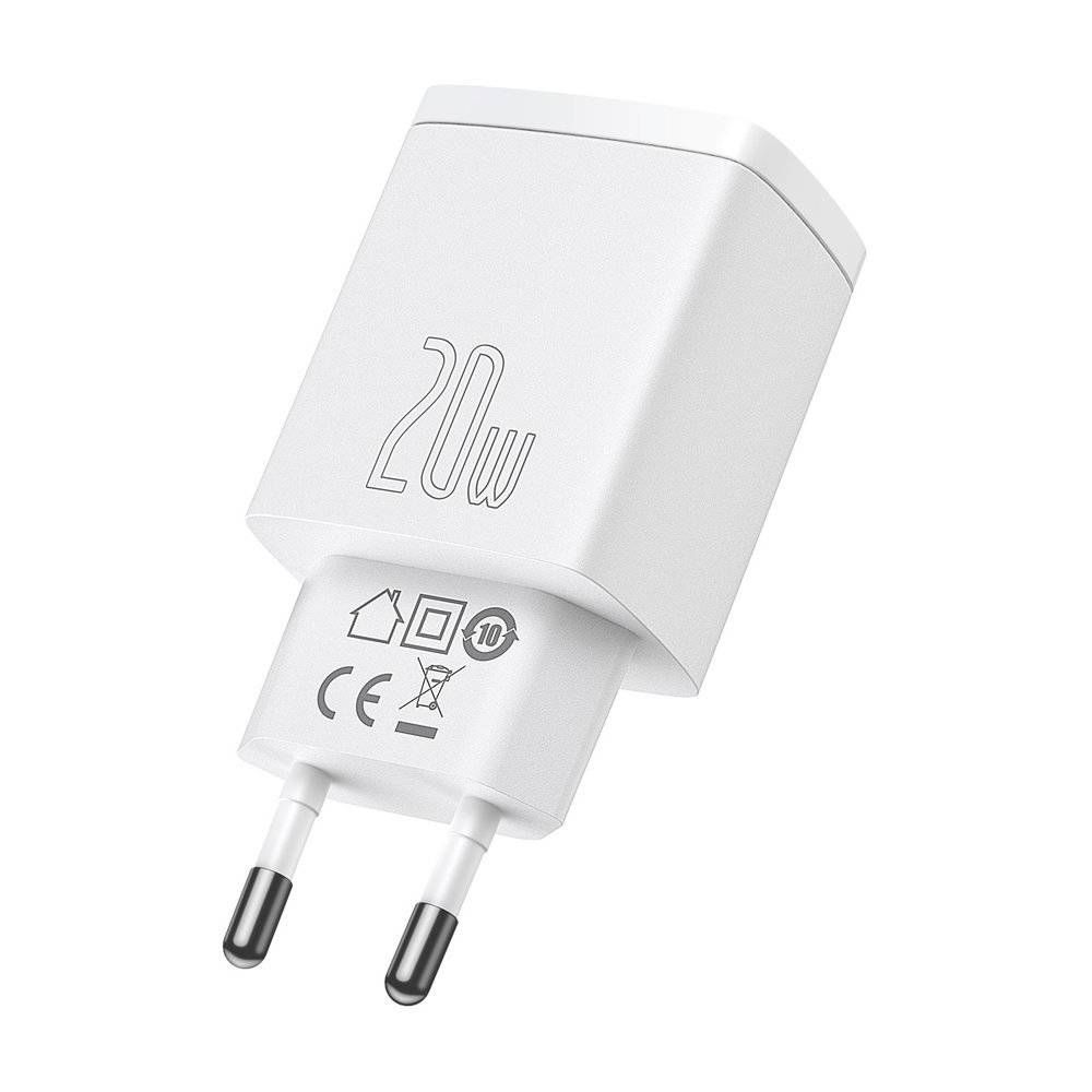 INCARCATOR retea Baseus Compact, Quick Charge 20W, 1 x USB Type-C 5V/3A si 1 x USB 5V/3A, alb 
