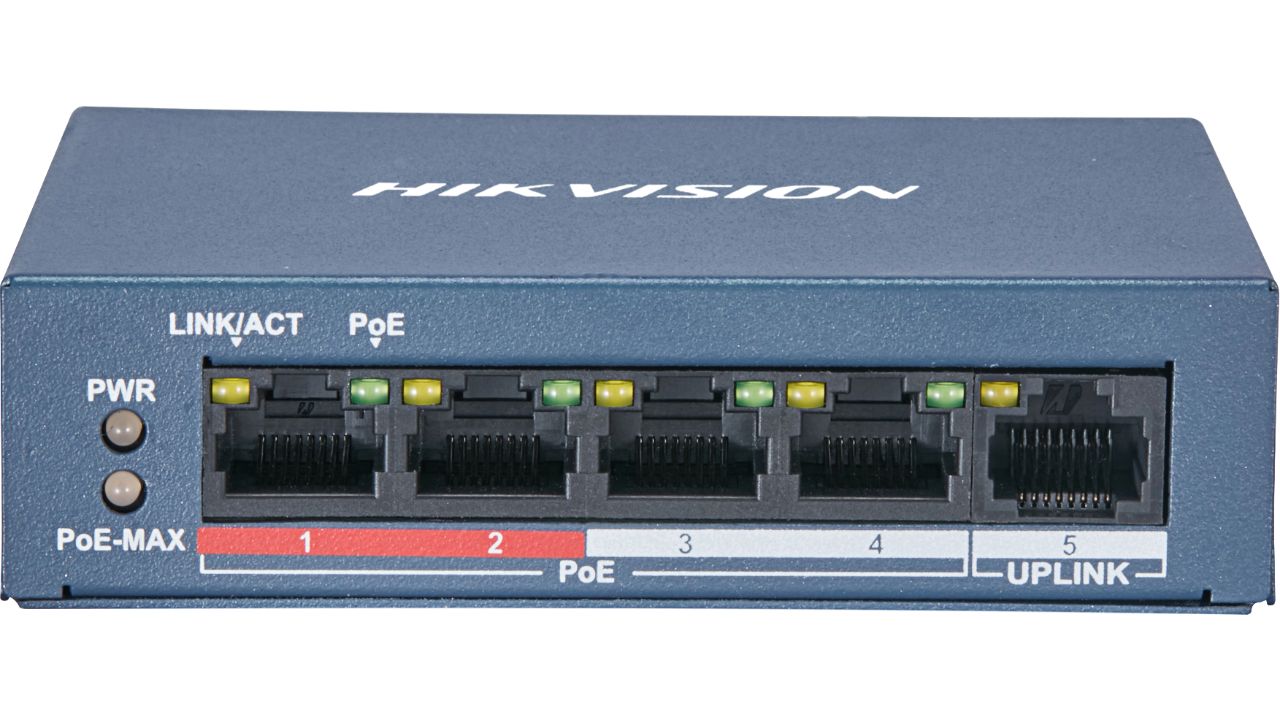 Switch Hikvision DS-3E0105P-E/M(B), 4-port, PoE_2
