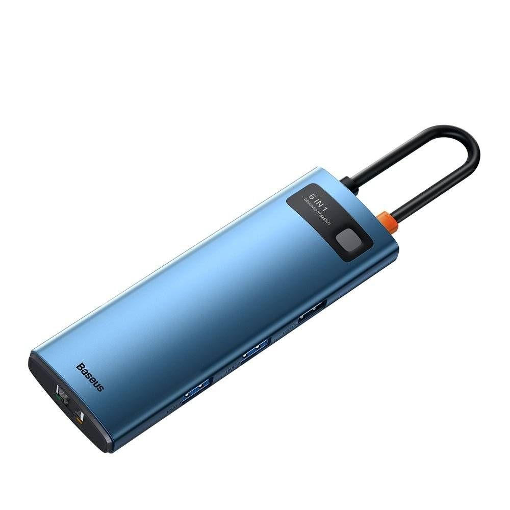 DOCKING Station Baseus Metal Gleam, conectare PC USB Type-C, USB 3.0 x 3, USB Type C x 1 PD 100W 5V / 9V / 14.5V / 20V 5A (Max.), HDMI x 1/4K/60Hz, LED, gri 