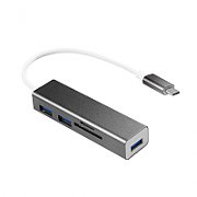 HUB extern LOGILINK, porturi USB: USB 3.0 x 3, conectare prin USB 3.2 Type C, cablu 0.1 m, alte porturi: SD, MicroSD, negru, 
