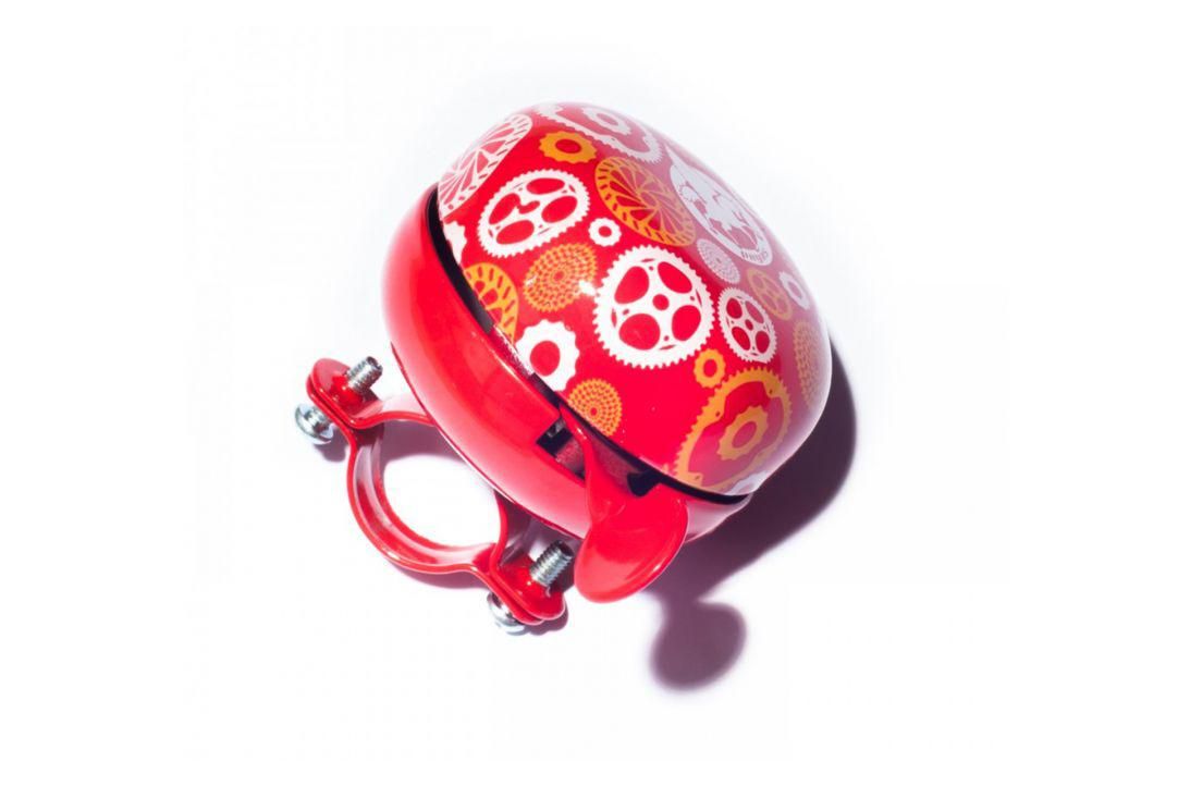 Sonerie Ding-Dong Pegas 60mm, model 8, Otel, Rosu cu Alb+Galben_3