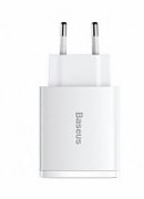 INCARCATOR retea Baseus Compact, Quick Charge 30W, 2 x USB 5V/3A, 1 x USB Type-C 5V/3A, alb 