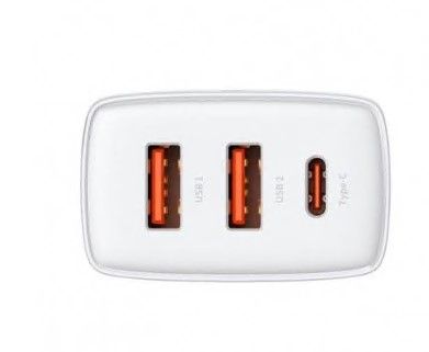 INCARCATOR retea Baseus Compact, Quick Charge 30W, 2 x USB 5V/3A, 1 x USB Type-C 5V/3A, alb 