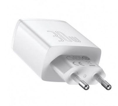 INCARCATOR retea Baseus Compact, Quick Charge 30W, 2 x USB 5V/3A, 1 x USB Type-C 5V/3A, alb 