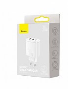 INCARCATOR retea Baseus Compact, Quick Charge 30W, 2 x USB 5V/3A, 1 x USB Type-C 5V/3A, alb 