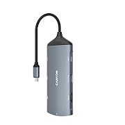 CANYON 8 in 1 hub, with 1*HDMI,1*Gigabit Ethernet,1*USB C female:PD3.0 support max60W,1*USB C male :PD3.0 support max100W,2*USB3.1:support max 5Gbps,1*USB2.0:support max 480Mbps, 1*SD, cable 15cm, Aluminum alloy housing,133.24*48.7*15.3mm,Dark grey_1