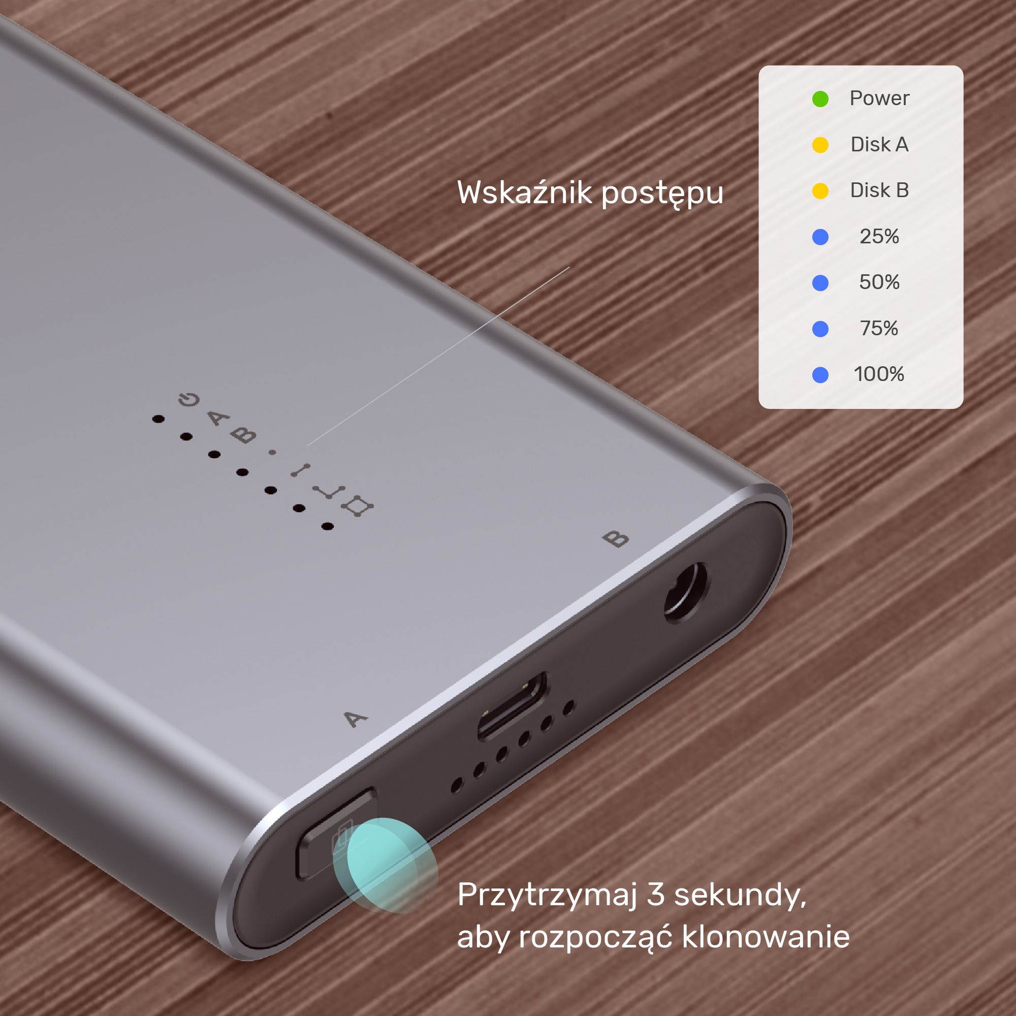 UNITEK S1206A SolidForce USB-C to PCIe/NVMe M.2 SSD 10Gbps Dual Bay Enclosure with Offline Clone_4
