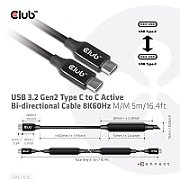 CLUB3D USB 3.2 Gen2 Type C to C Active Bi-directional Cable 8K60Hz M/M 5m/16.4ft_1