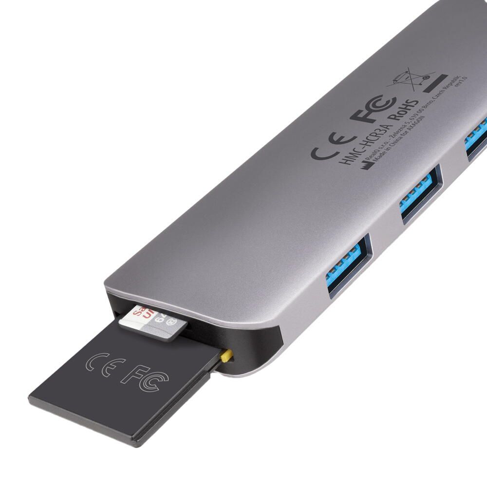 HMC-HCR3A USB-Hub, 3x USB-A + HDMI + SD/microSD, USB-C 3.2 Gen 1, 20 cm USB-C-Kabel_4