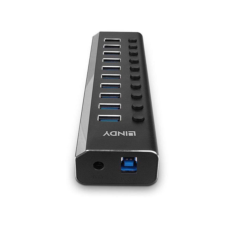 Hub Lindy cu 10 porturi USB, cu buton On/Off,_3