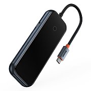 HUB extern Baseus AcmeJoy, porturi USB: USB 3.0 x 3 + USB Type-C PD x 1, conectare prin USB Type-C, lungime cablu 10 cm, gri, 