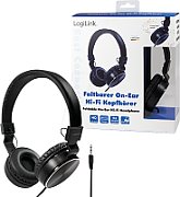 CASTI Logilink, cu fir, standard, utilizare multimedia, smartphone,  conectare prin Jack 3.5 mm, cablu 1.2m, negru, 
