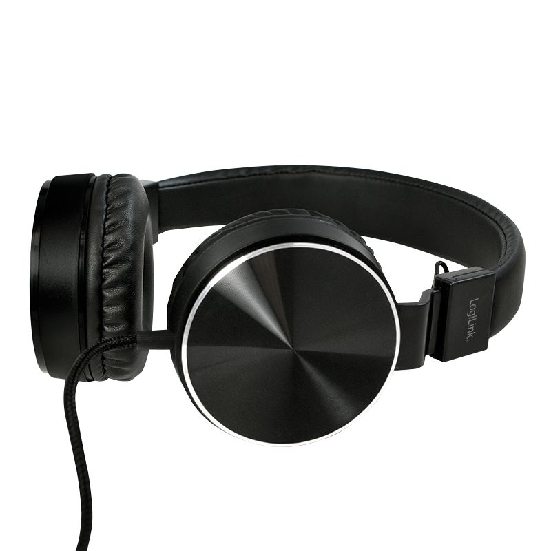 CASTI Logilink, cu fir, standard, utilizare multimedia, smartphone,  conectare prin Jack 3.5 mm, cablu 1.2m, negru, 