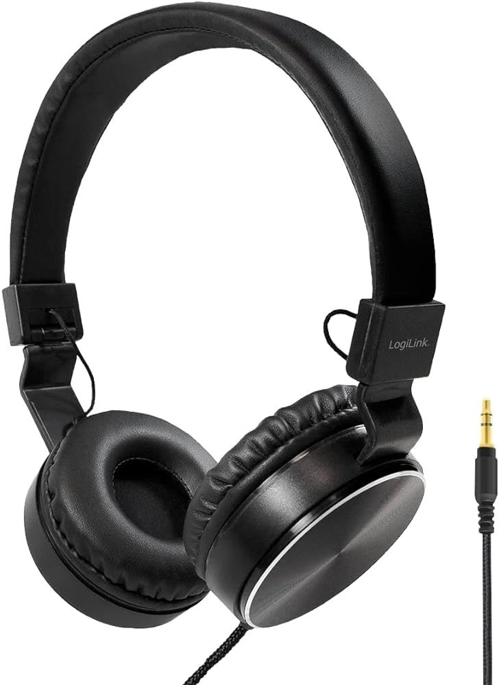 CASTI Logilink, cu fir, standard, utilizare multimedia, smartphone,  conectare prin Jack 3.5 mm, cablu 1.2m, negru, 
