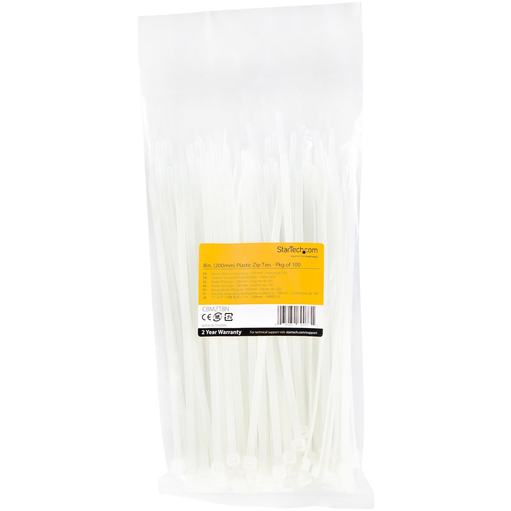 100 PACK 8 CABLE TIES -WHITE/NYLON ZIP TIE WRAPS UL TAA_6