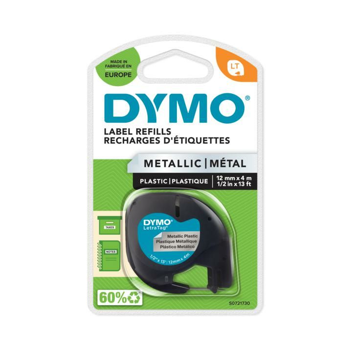 LETRATAG METALLIC TAPE 12MMX4M/BLACK/SILVER_3