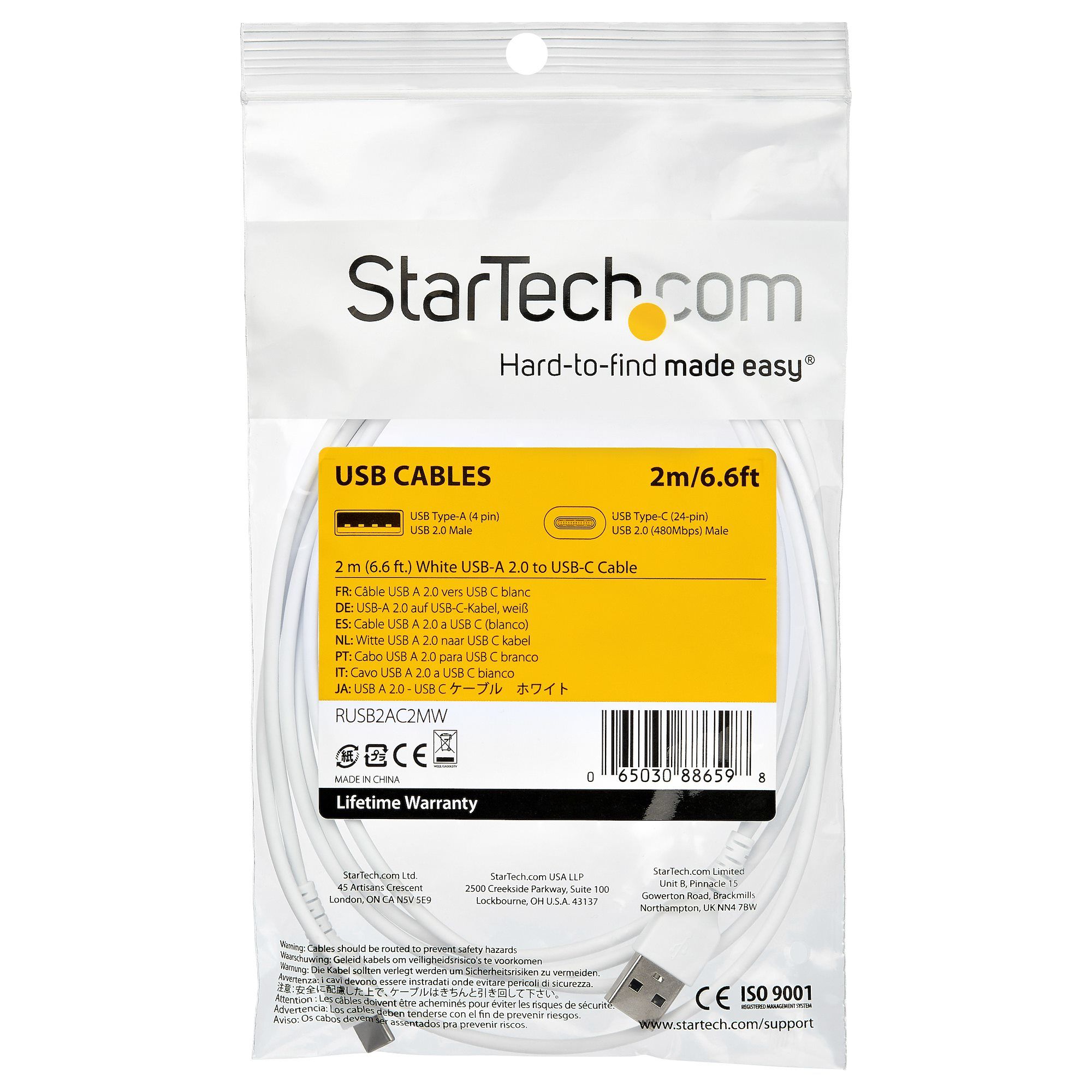 2 M USB 2.0 TO USB C CABLE/CABLE WHITE ARAMID FIBER_6