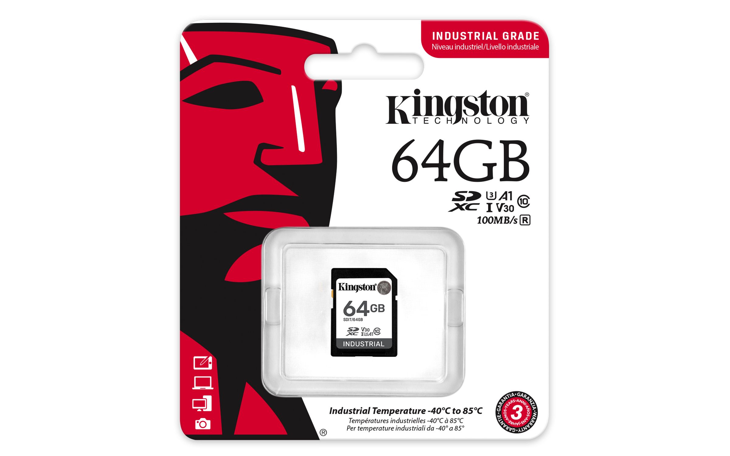 64GB SDXC INDUSTRIAL C10/-40C TO 85C UHS-I U3 V30 A1 PSLC_3