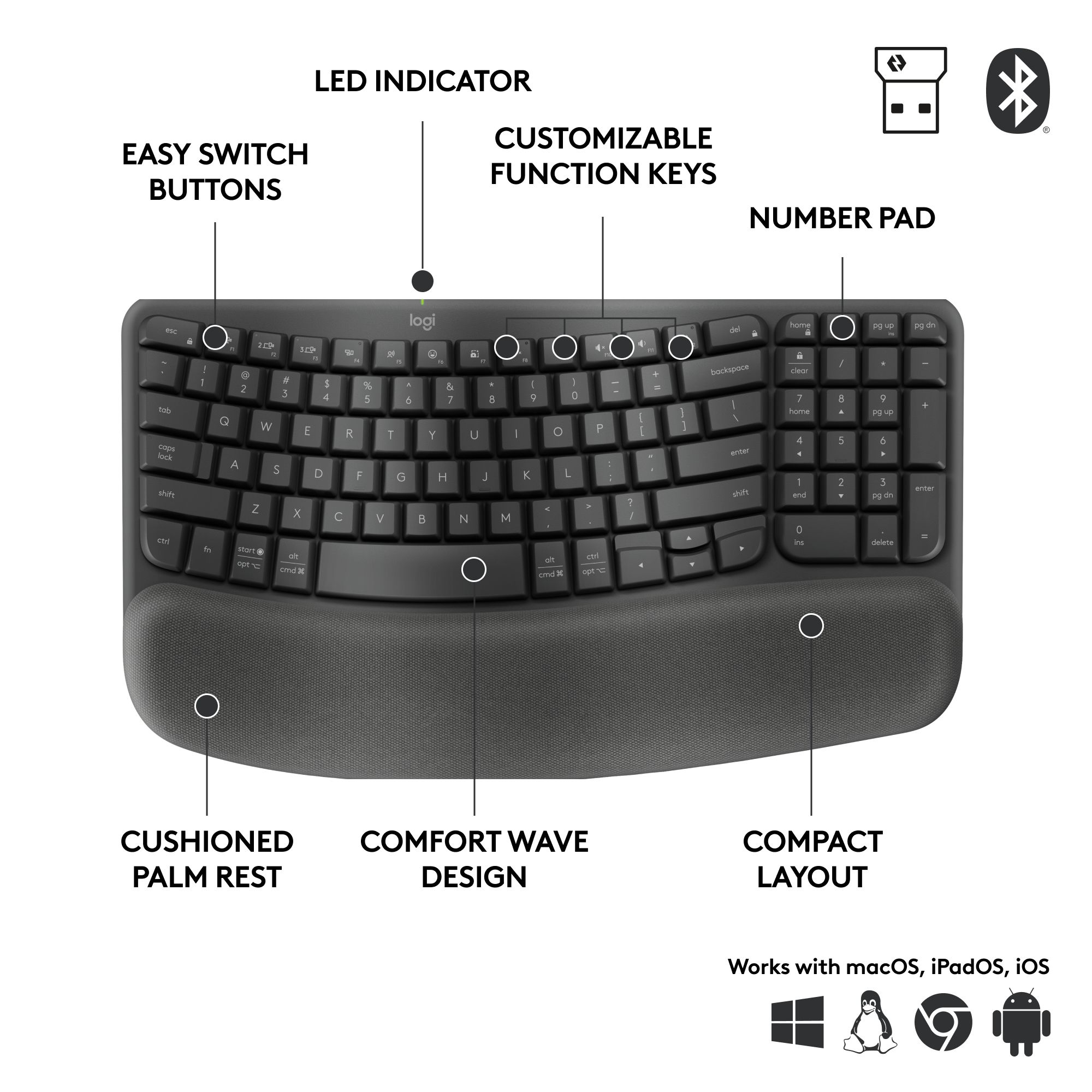 WAVE KEYS FOR BUSINESS GRAPHITE/US INTL 2.4GHZ/BTN/A-973 - B2B_6