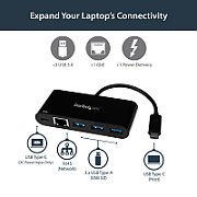 USB-C ADAPTER TO ETHERNET/W/3PORT USB 3.0 HUB + PS_7