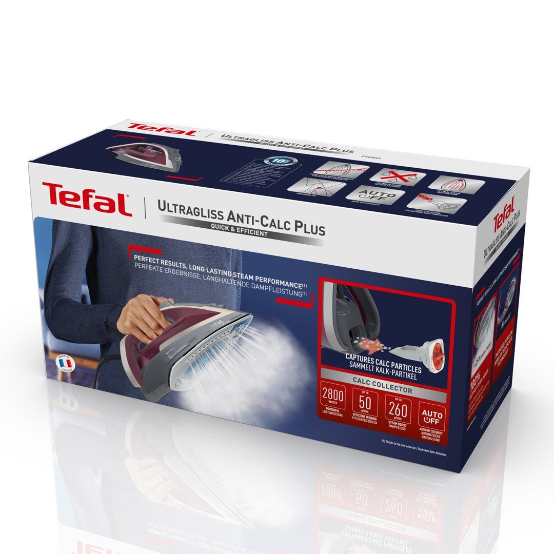 Tefal Ultragliss Anti-Calc Plus FV6840 Steam iron 2800 W Purple  Silver_5