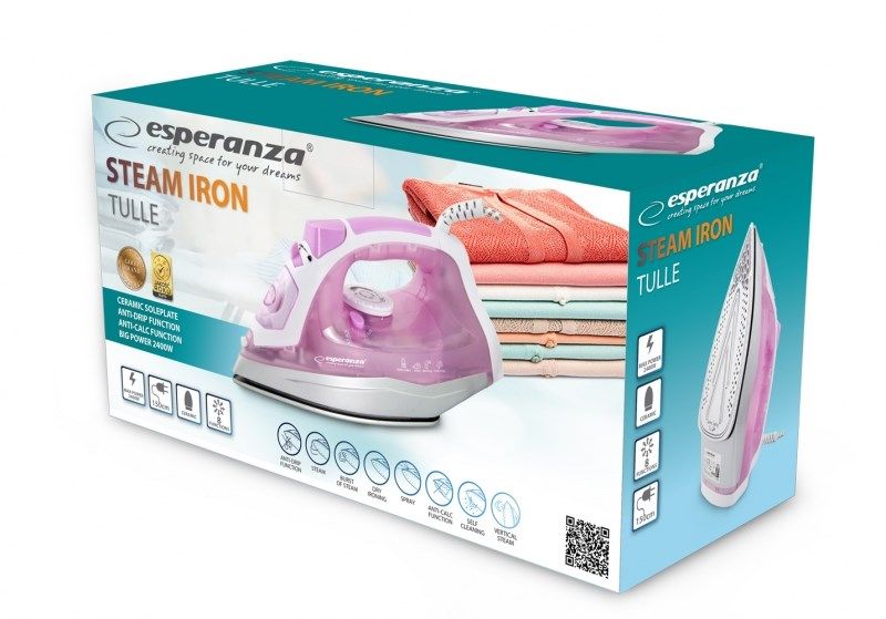 Esperanza EHI004 iron Dry & Steam iron Ceramic soleplate 2400 W Purple  White_9