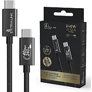 Extralink Smart Life USB Type-C to Type-C Cable Braided Black | USB-C Cable | 240W  40Gbps  200cm_1