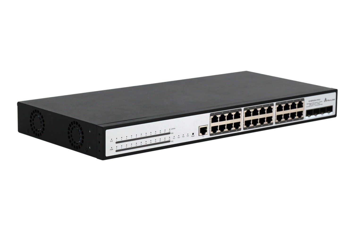 Extralink PoE Switch Chiron Pro 24x RJ45 1000Mb/s PoE  4x SFP+  L3  managed  370W_2