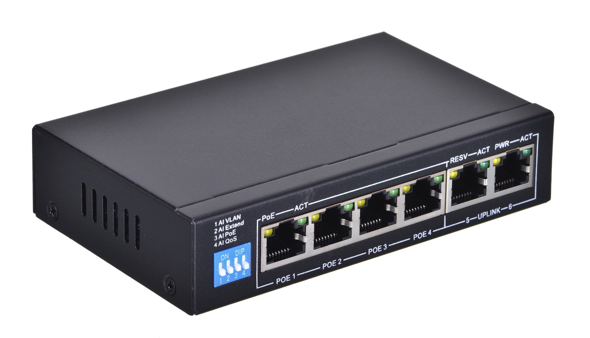 Extralink PoE Switch KRIOS 4x Gigabit PoE/PoE+  2x RJ45 Uplink Gigabit  60W_5