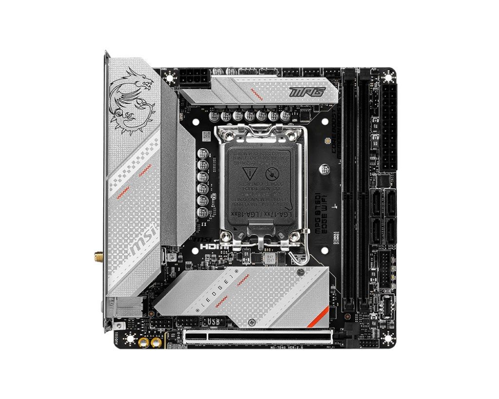 MSI | MPG B760I EDGE WIFI | Processor family Intel | Processor socket  LGA1700 | DDR5 DIMM | Memory slots 2 | Supported hard disk drive interfaces SATA  M.2 | Number of SATA connectors 4 | Chipset Intel B760 | Mini-ITX_2