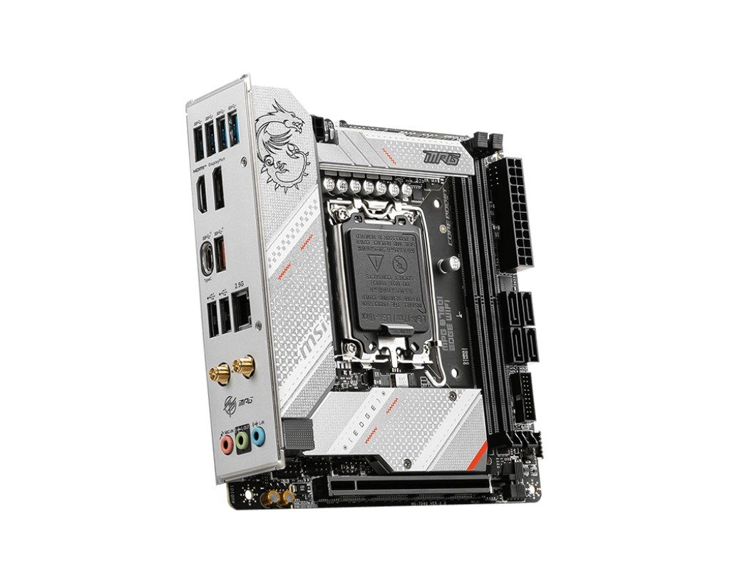 MSI | MPG B760I EDGE WIFI | Processor family Intel | Processor socket  LGA1700 | DDR5 DIMM | Memory slots 2 | Supported hard disk drive interfaces SATA  M.2 | Number of SATA connectors 4 | Chipset Intel B760 | Mini-ITX_5