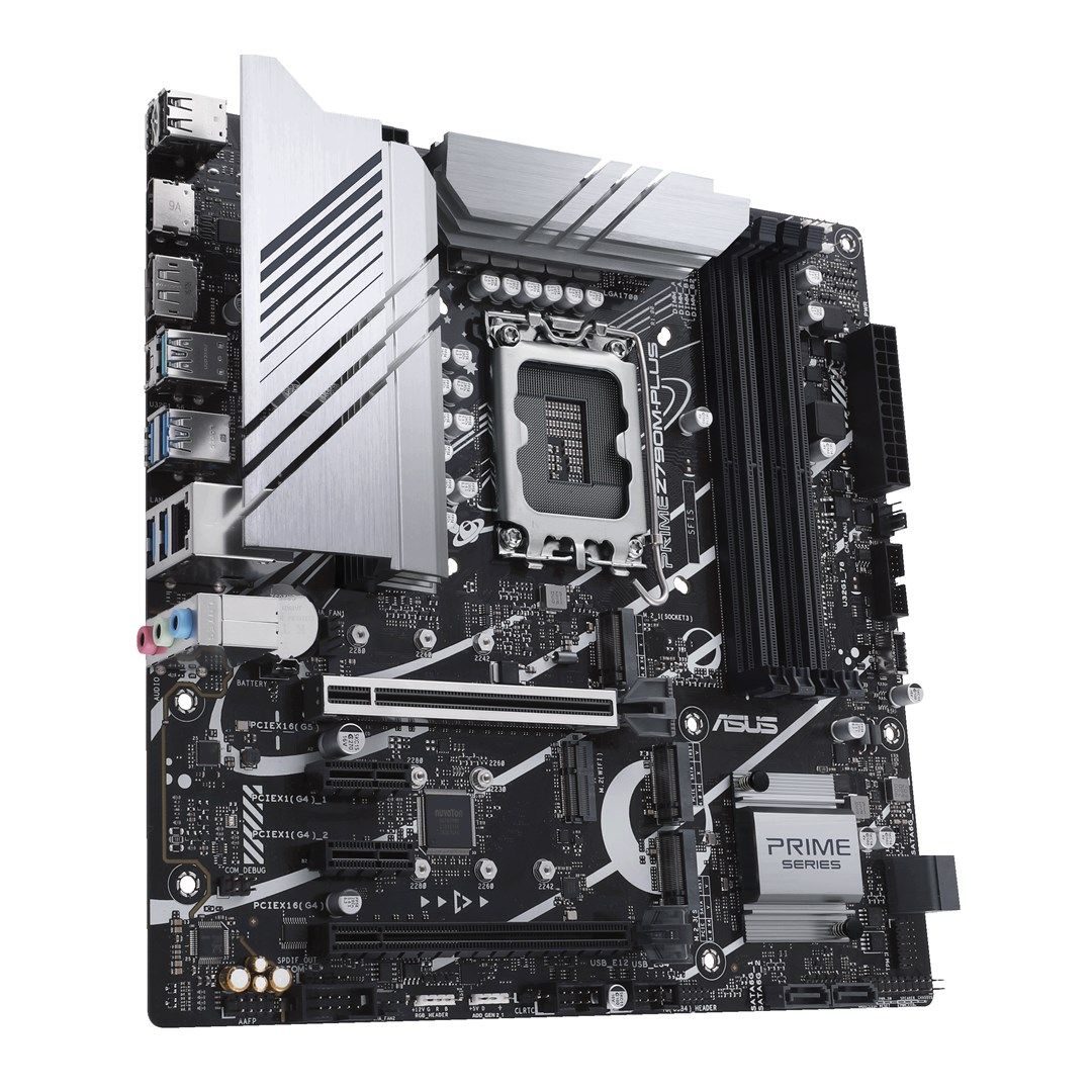 Asus | PRIME Z790M-PLUS | Processor family Intel | Processor socket  LGA1700 | DDR5 DIMM | Memory slots 4 | Supported hard disk drive interfaces SATA  M.2 | Number of SATA connectors 4 | Chipset  Intel Z790 | mATX_3