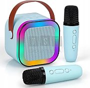 Extralink Kids Karaoke LED Speaker 2x Mic Black | Karaoke Set | speaker  2 microphones  Bluetooth  AUX  memory card slot  RGB lighting_1