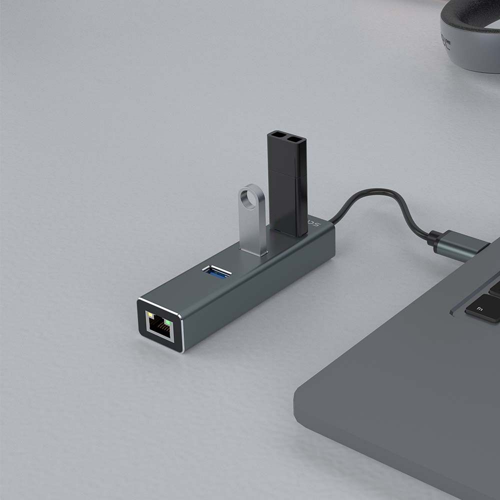 Savio AK-57 USB-A - 3 x USB-A HUB with RJ-45 Gigabit Ethernet adapter 5000 Mbit/s grey USB 3.2 Gen 1 (3.1 Gen 1) Micro-B 5000 Mbit/s_13