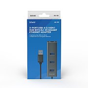Savio AK-57 USB-A - 3 x USB-A HUB with RJ-45 Gigabit Ethernet adapter 5000 Mbit/s grey USB 3.2 Gen 1 (3.1 Gen 1) Micro-B 5000 Mbit/s_5