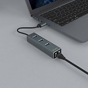 Savio AK-57 USB-A - 3 x USB-A HUB with RJ-45 Gigabit Ethernet adapter 5000 Mbit/s grey USB 3.2 Gen 1 (3.1 Gen 1) Micro-B 5000 Mbit/s_7