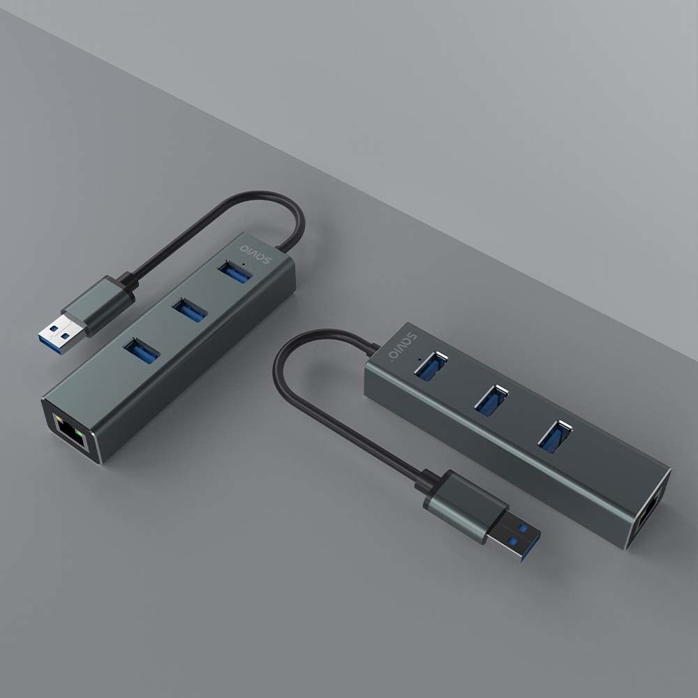 Savio AK-57 USB-A - 3 x USB-A HUB with RJ-45 Gigabit Ethernet adapter 5000 Mbit/s grey USB 3.2 Gen 1 (3.1 Gen 1) Micro-B 5000 Mbit/s_8
