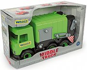 Green garbage truck Middle Truck in a cardboard box_1