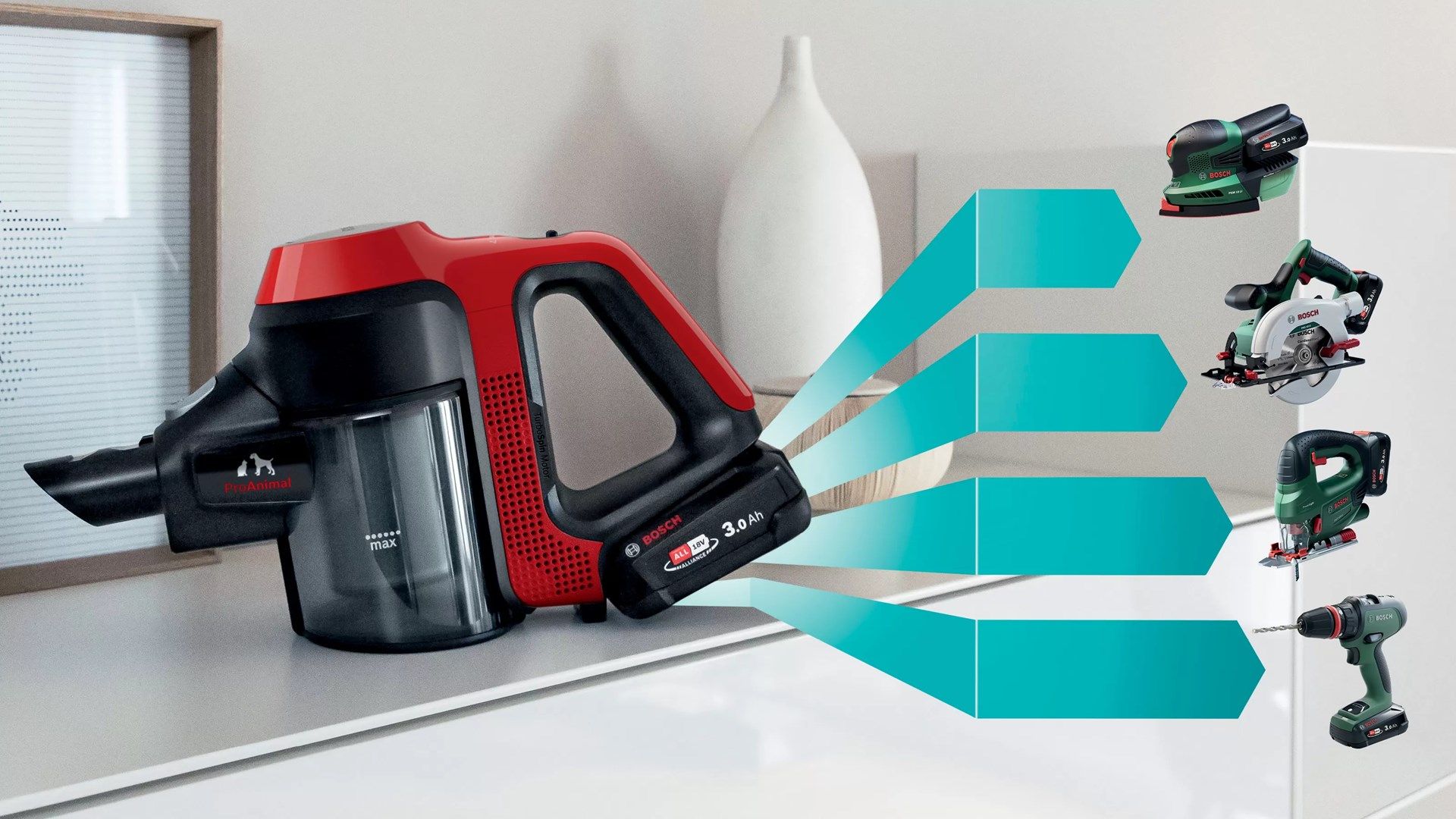 Bosch BCS711PET stick vacuum/electric broom Battery Dry Bagless 0.3 L Black  Red 3 Ah_12