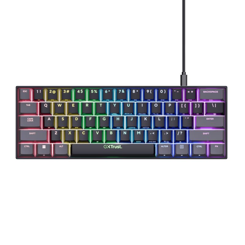 Tastatura mecanica cu fir Trust GXT 867 Acira, USB 2.0. nr taste 61, swtich linear, negru_2